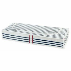 Compactor Nízky textilný úložný box na oblečenie pod posteľ MARINE, 100 x 45 x 15 cm, modro-biela
