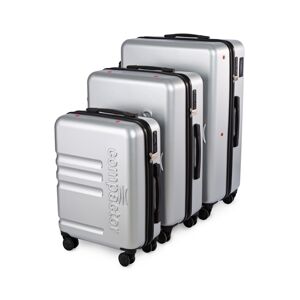 Sada 3ks cestovných kufrov na kolieskach Compactor Luna, S+L+XL, vrátane pumpy, váhy, zámok TSA, strieborné