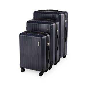 Sada 3ks cestovných kufrov na kolieskach Compactor Terra, S + L + XL, vrátane pumpy, váhy, zámok TSA, tmavomodré