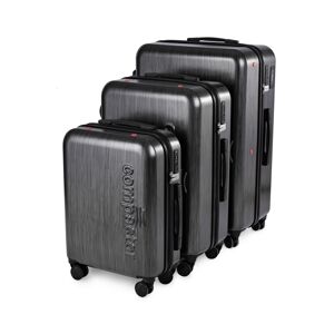 Sada 3ks cestovných kufrov na kolieskach Compactor Graphite, S + L + XL, vrátane pumpy, váhy, zámok TSA, tmavosivé