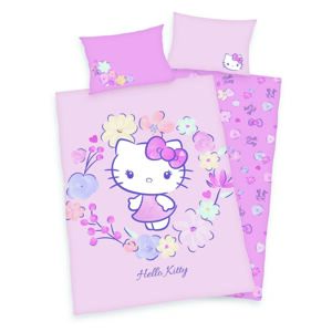 Herding Detské bavlnené obliečky do postieľky Hello Kitty, 100 x 135 cm, 40 x 60 cm