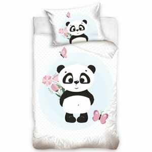 TipTrade Detské bavlnené obliečky do postieľky Roztomilá Panda, 100 x 135 cm, 40 x 60 cm