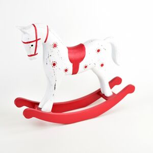 Drevená dekorácia Hojdací kôň, 26,5 x 6,5 x 23 cm, červená