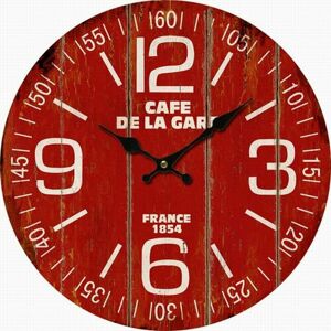 Drevené nástenné hodiny Cafe de la gare, pr. 34 cm