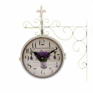 Kovové obojstranné hodiny Lavande bouquet 36 x 40 x 6,5 cm