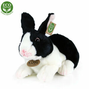 Plyšový králik bielo-čierny ležiaci, 24 cm, ECO-FRIENDLY