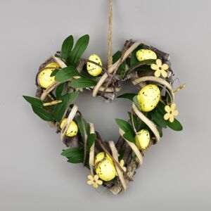 Ratanové srdce s vajíčkami Rosita žltá, 22 x 23 cm