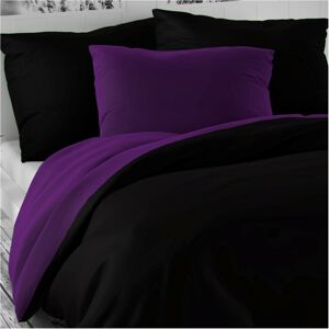 Kvalitex Saténové obliečky Luxury Collection čierna / tmavo fialová, 140 x 220 cm, 70 x 90 cm