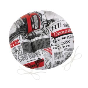 Bellatex Sedák Ema okrúhly prešívaný Noviny červená, 40 cm