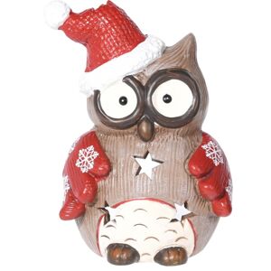 Svietnik na čajovú sviečku Christmas owl flakes, 10 x 14 cm