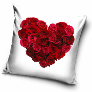 Tiptrade Vankúšik Srdce z ruží biela, 40 x 40 cm
