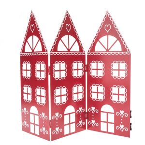 Vianočná kovová dekorácia Three houses červená, 68 x 39 x 2,5 cm