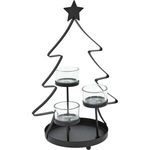 Vianočný kovový svietnik Tree, 18 x 29 x 13 cm