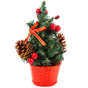 Vianočný stromček s mašľou červená, 25 cm