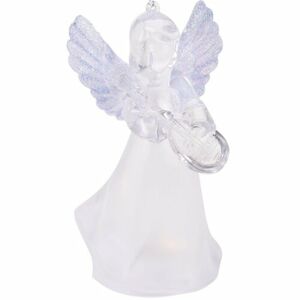 Závesná LED dekorácia Anjel s lutnou biela, 11,5 cm