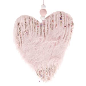 Závesná textilná dekorácia, ozdoba Ružové srdce